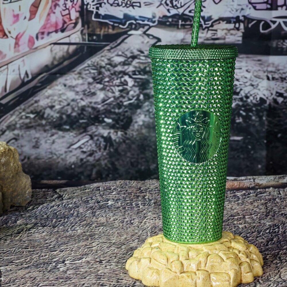 Starbucks Metallic Green Bling Studded Cup 24oz Venti Holiday 2023 new Christmas